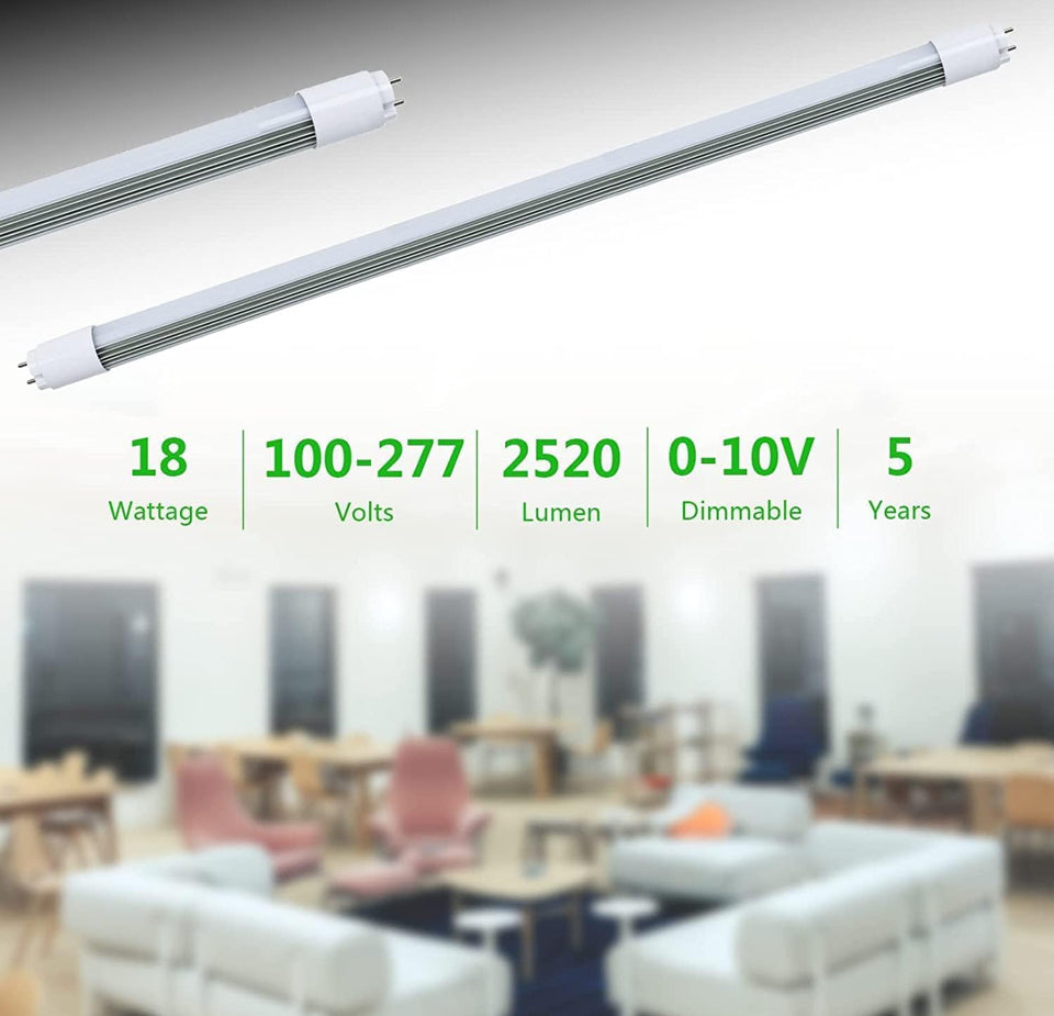 Open Box Xapolu 4FT 48 Inch LED Replacement for Fluorescent Tube Light, Dual Ended F32T8/F40T12 Bulb,
18W 5000K 2520lm, Ballast Compatible or Bypass, 1-10V Dimmable, DLC&UL Listed, Type
A+B-2 Pack