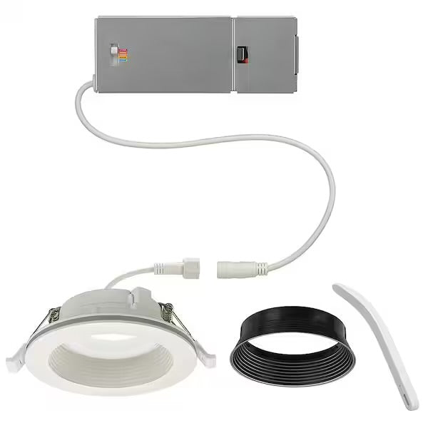 Brand New Commercial Electric 4 in. Adjustable CCT Integrated LED Canless Recessed Light Trim with Night Light 650 Lumens Reduces Glare and Eye Strain
