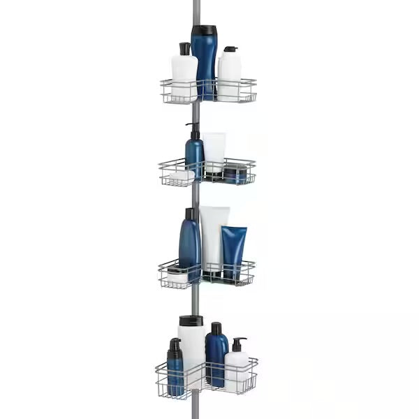 Open Box Glacier Bay Tension Pole Corner Shower Caddy in Satin Nickel