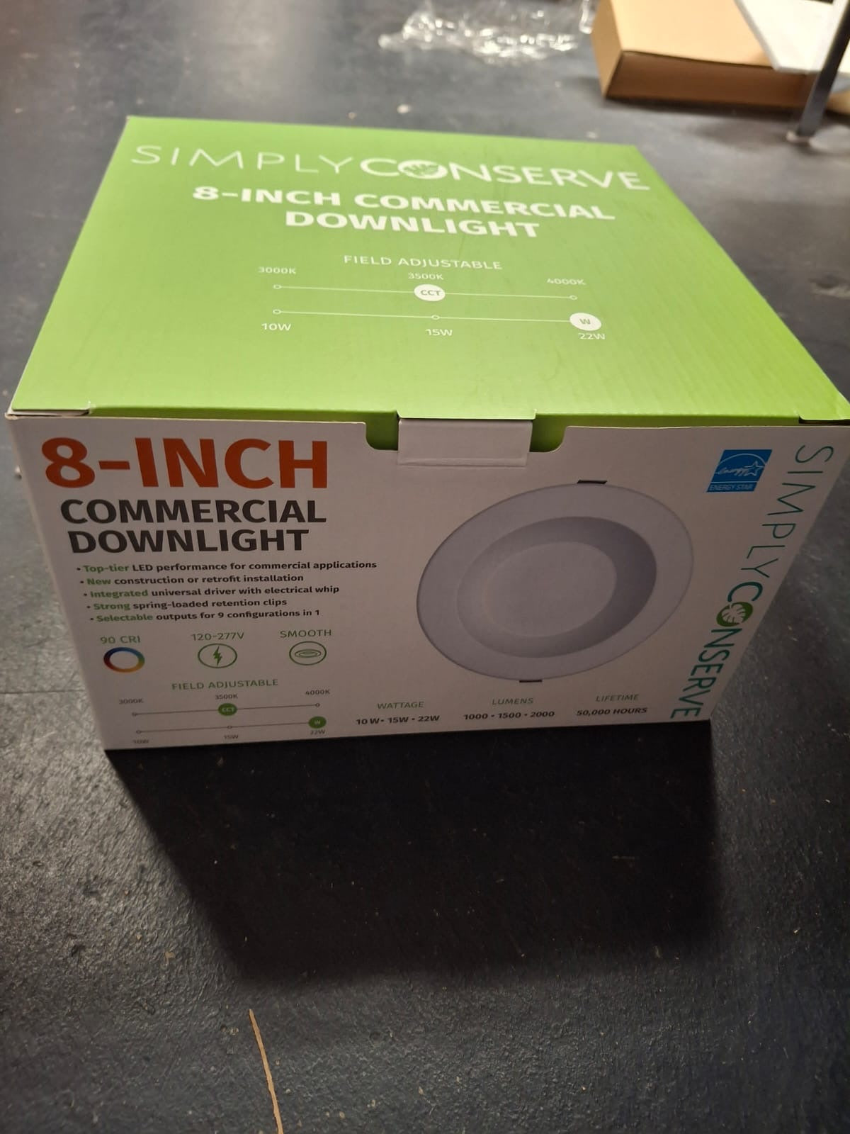 Open Box Simply Conserve 8 in. Selectable CCT Canless Integrated LED Retrofit White Recessed Light with Selectable Lumen CEC Compliant (4-Pack)