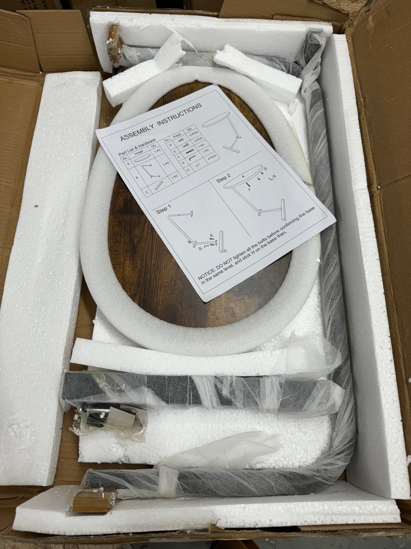 C-Shaped End Table, Round Couch Table for Living Room, Side Table for Bedroom, C Table with Metal Frame for Couch, Sofa, Bedside and Tv Tray, Rustic B