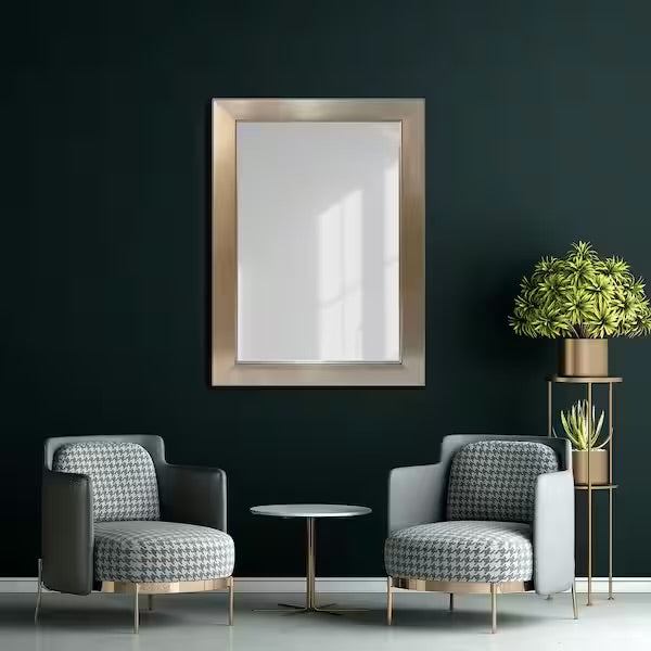 Open Box Glacier Bay 24 in. W x 35 in. H Rectangular PS Framed Wall Bathroom Vanity Mirror in Brushed Nickel (Screws Not Included)