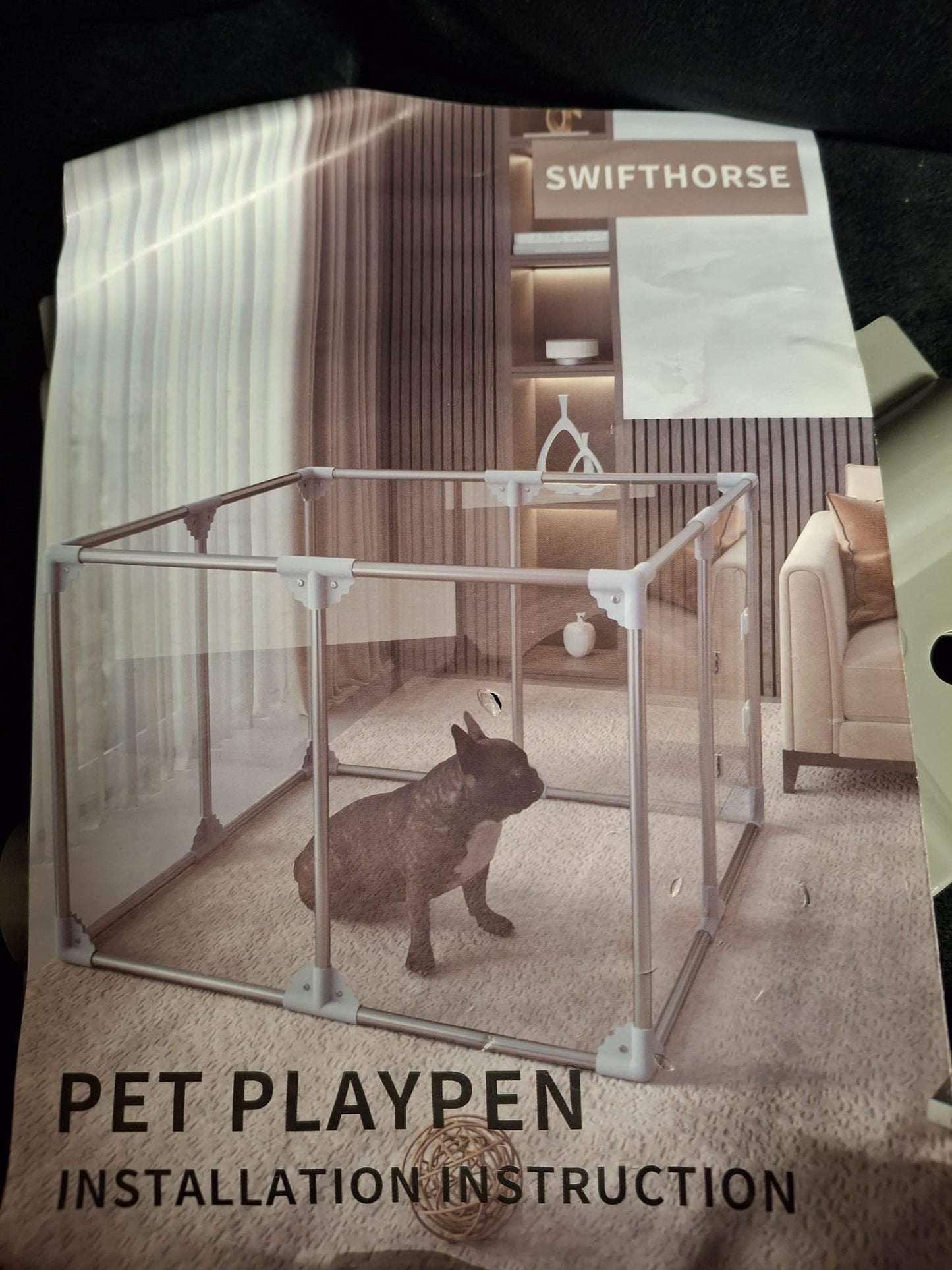Open Box Swifthorse Acrylic Dog Playpen Dog Playpen Indoor Puppy Pen Pets Fence Puppies Cage10 Panels for Puppies Dog Play Pens for Dogs Indoor (8)