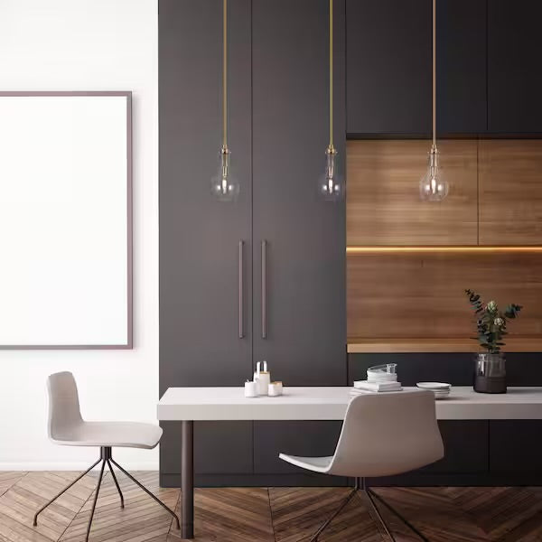 Open Box Uolfin Modern Kitchen Island Teardrop Pendant Light 1-Light Brass Gold Dome Hanging Pendant Light with Clear Glass Shade