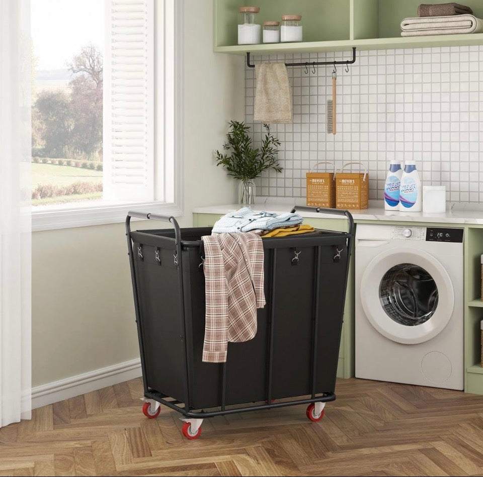 OPEN BOX NEW Hoctieon Large Laundry Cart with Wheels, 400L Heavy Duty Laundry Basket Organizer, Rolling Hamper Sorter for Clothes Storage, Industrial