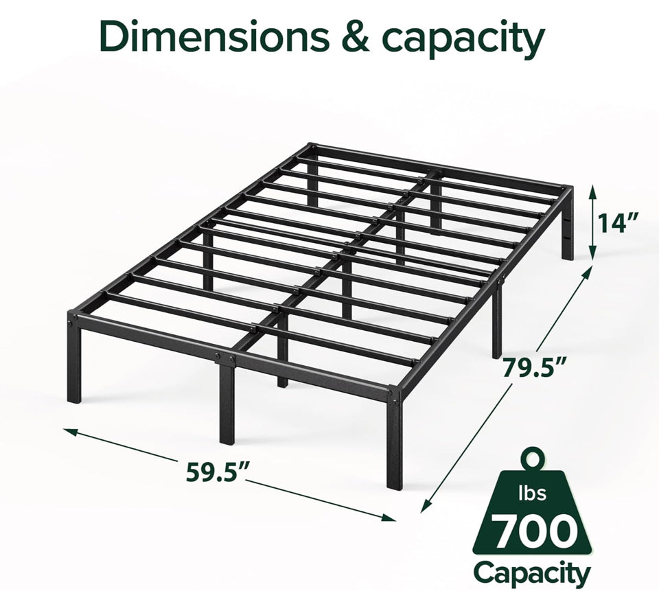 Open Box ZINUS 14 Inch Elias Metal Platform Bed Frame, Steel Support, No Box Spring Needed, Easy Assembly, Queen