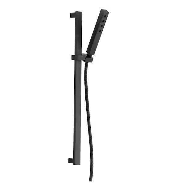 Matte black wall mount handheld shower head with 1.75 GPM flow and H2Okinetic spray technology