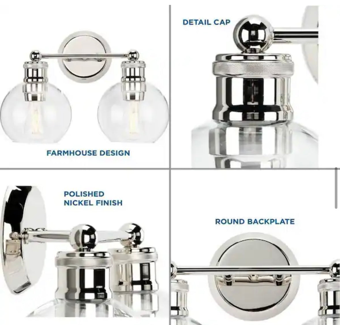 Open box Progress Lighting - Hansford Collection 15-1/2 in. 2-Light Polished Nickel Clear
