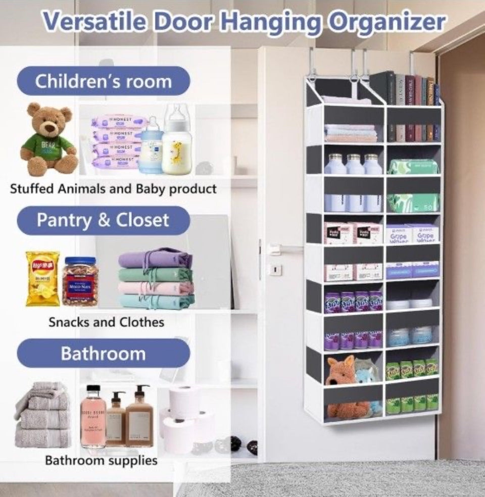 Brand New UVIAHOMI Heavy Duty Over The Door Organizer 5 Tiers, Extra Large Behind Door Storage of 10 Big Front & 10 Mesh Pockets, 80lb Weight Capacity