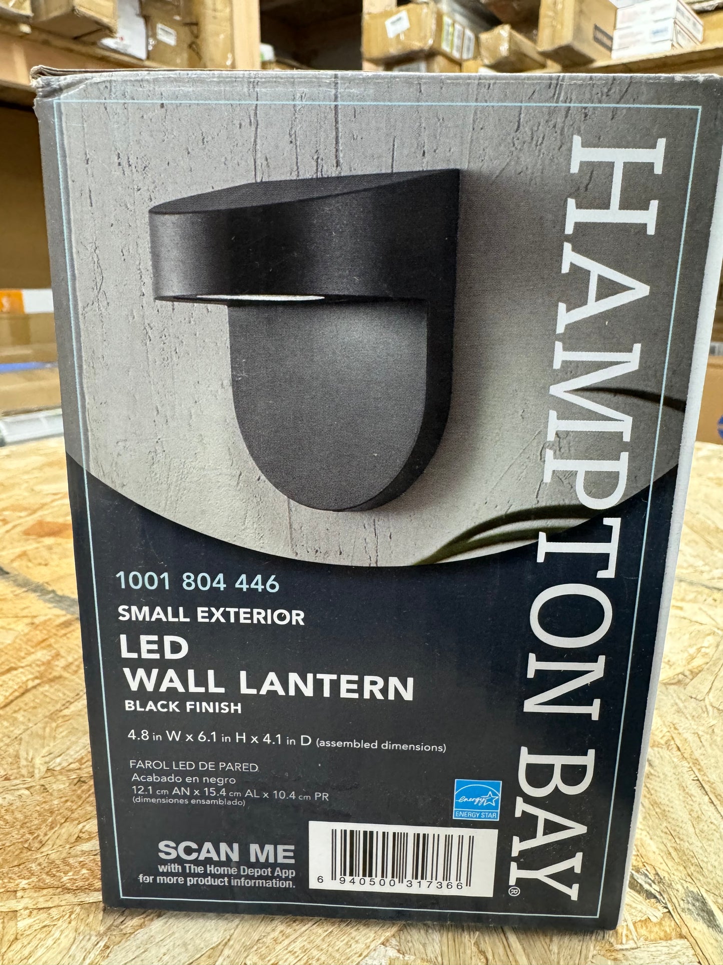 Hampton Bay 6.1 in. Black LED Outdoor Wall Lantern Sconce with Frosted Glass