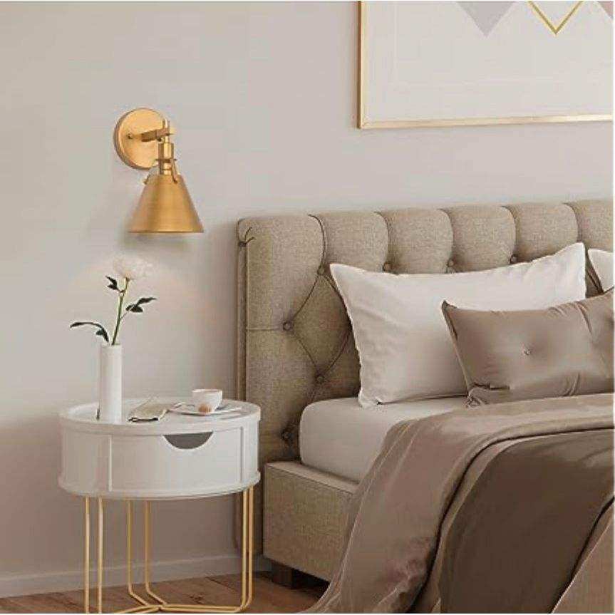 Gepow Gold Wall Sconce Antique Light Fixture For Bedroom Bathroom - Selzalot
