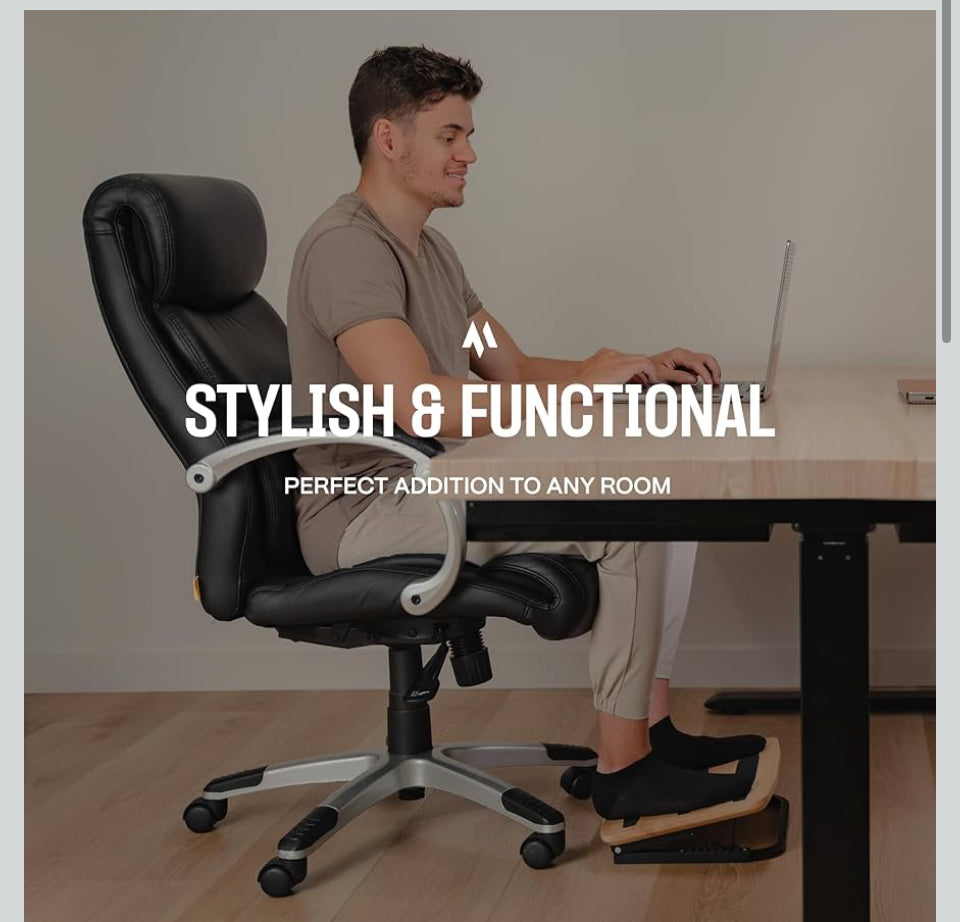 COREMINDED Adjustable Under Desk Foot Stool - Ergonomic Foot Rest with 7 Angles - Natural