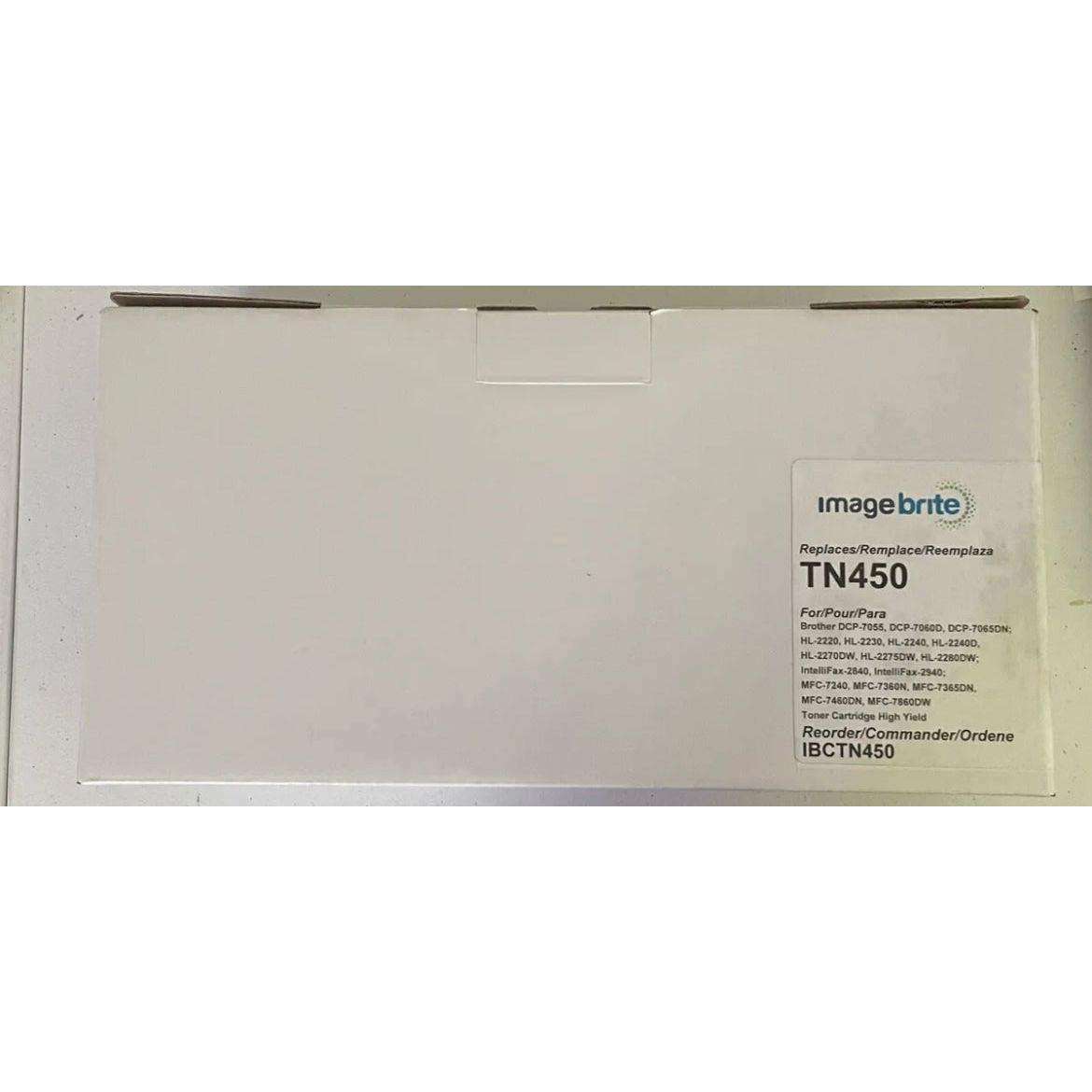 Image Brite TN450 high yield black compatible laser toner cartridge packaging box