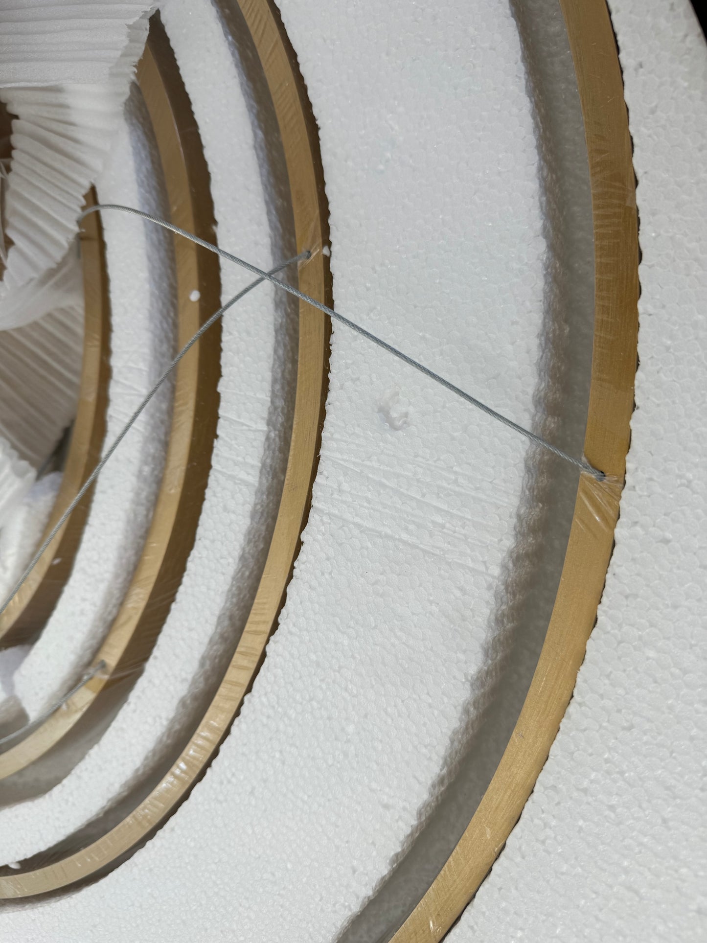 Modern Gold Chandelier 5 Rings Chandelier Dimmable Modern LED Pendant Light, LED Chandelier Lighting Fixture Height Adjustable Ceiling Hanging Modern