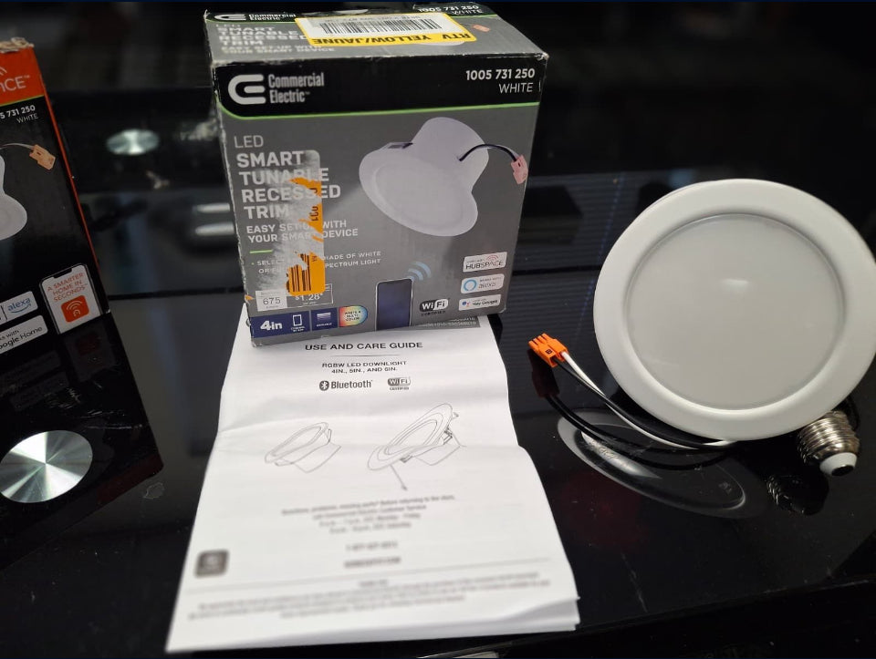 Commercial Electric 4 in. T20 Smart Integrated LED Recessed Light Trim Adjustable CCT New Construction Remodel Powered by Hubspace
