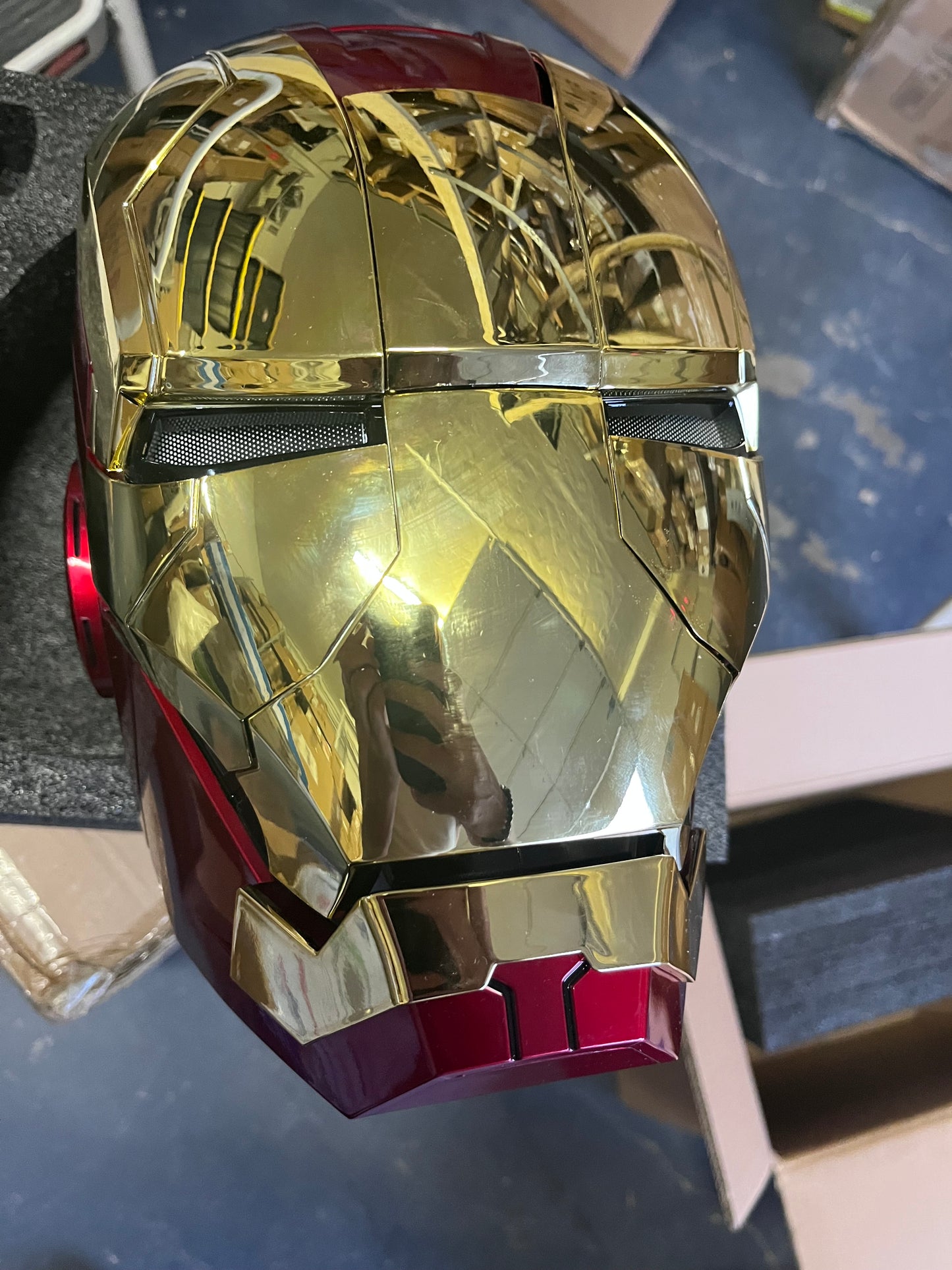 Open Box AuToKING Wearable Iron Mask with eyes glow Voice, touch and remote control Super Hero helmet cool stuff costume suits Cosplay amazing hot toys for boys teen Adult halloween gifts for age 8-12 13 years old
