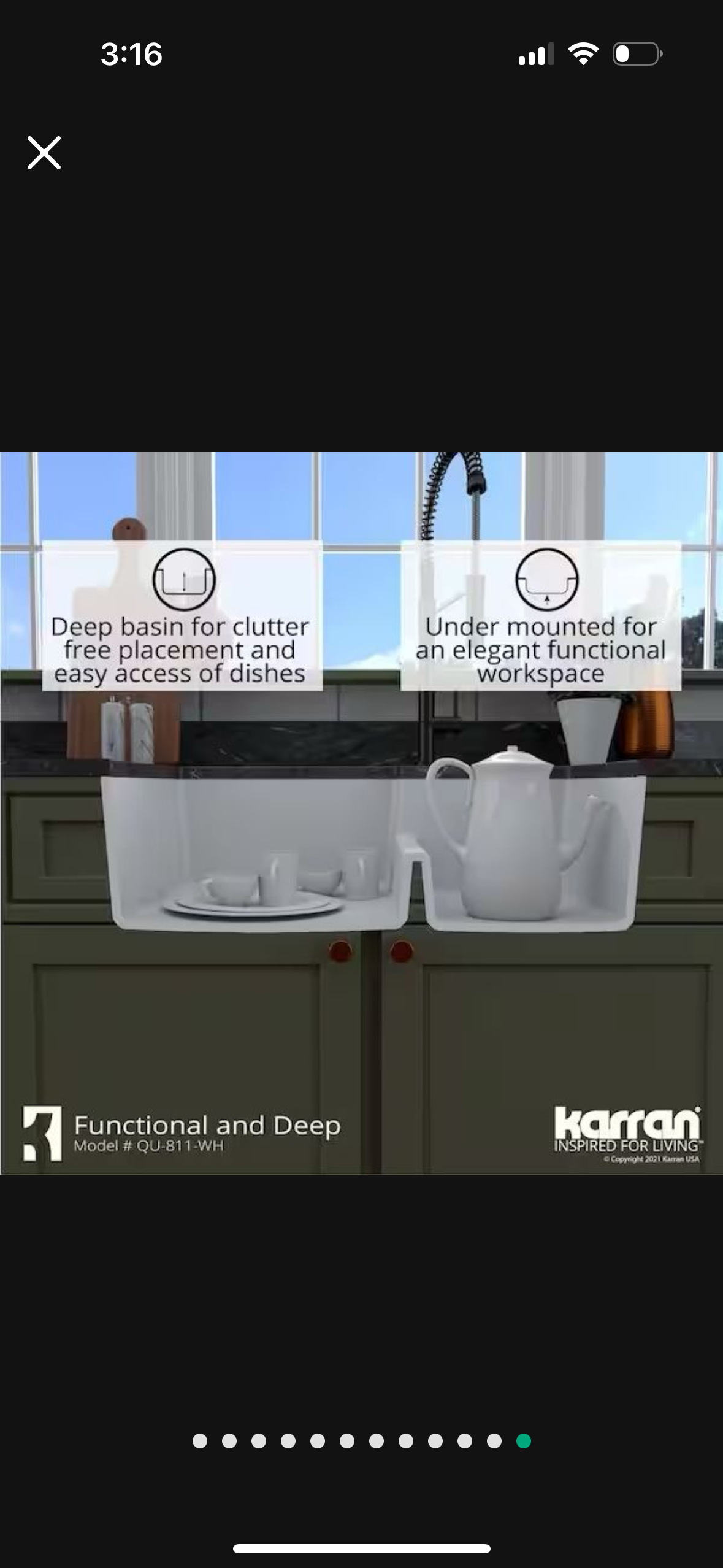Open Box Karran Quartz/Granite White 33 in. 60/40 Double Bowl Composite Undermount Kitchen Sink