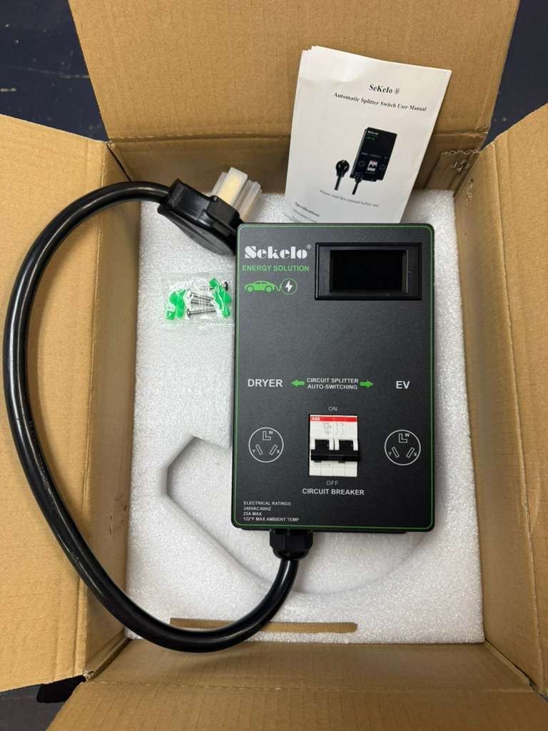 Open Box Sekelo Smart EV Charging Integration: Sekelo Automatic Power Switch for Dryer & EV, NEMA 10-30, Fast Charging, Realtime Display