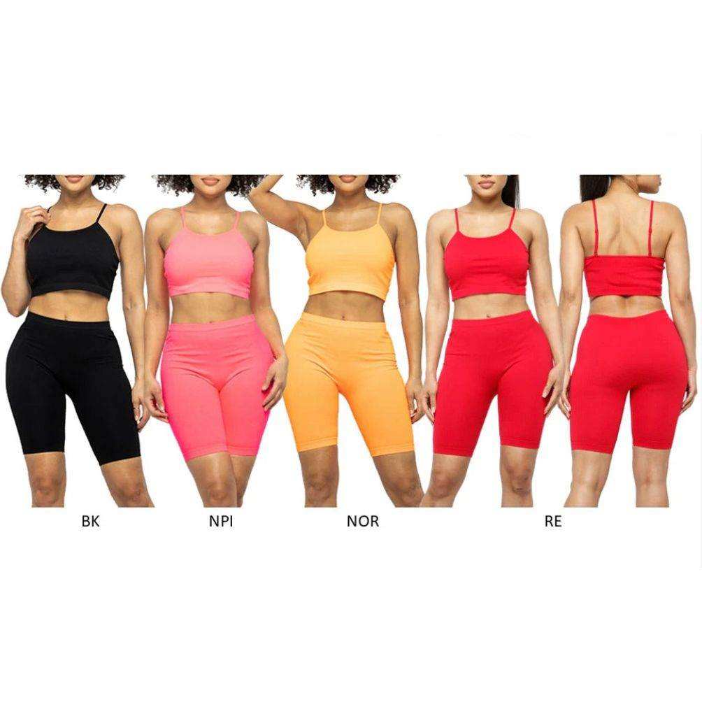 SEAMLESS CROP TANK & BIKER SHORT SET - Selzalot