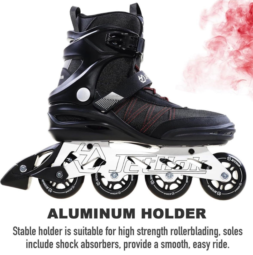 JetHok Fitness Inline Skate, Professional Aluminum Inline Rollerskates Outdoor (Black and Red, Size 7-11)