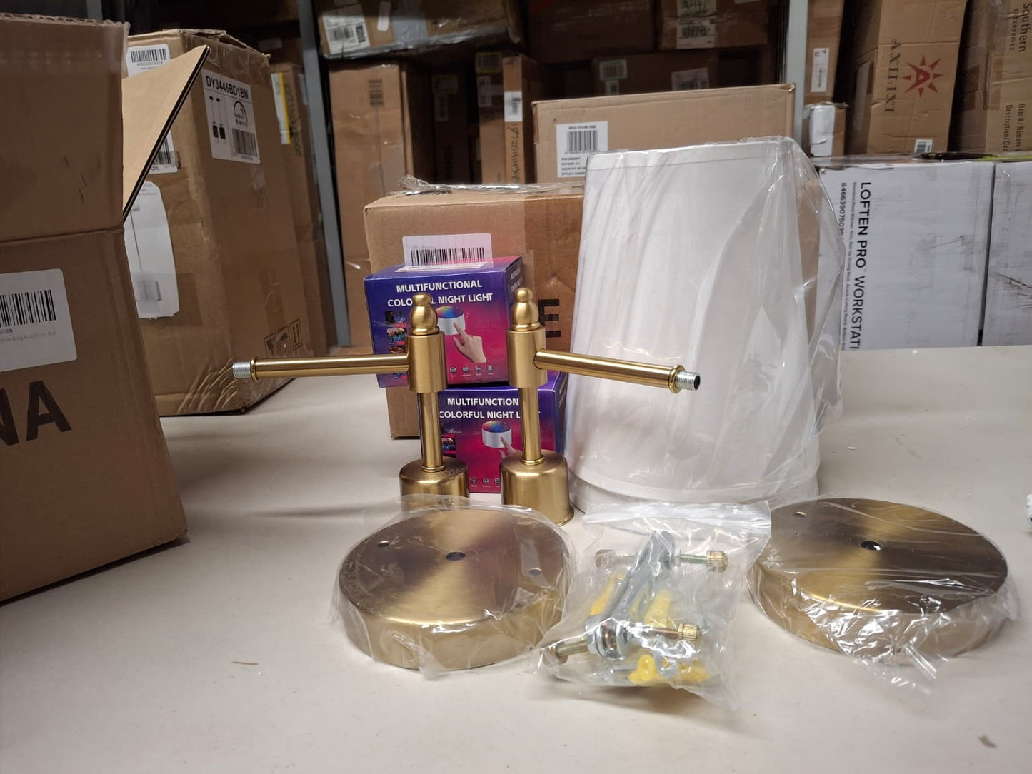 Open Box New Battery Operated Wall Sconce: Gold Wireless Wall Lights with Magnetic LED Battery Bulb, Easy to Eject Charge, Renter Friendly Wall Lamp f