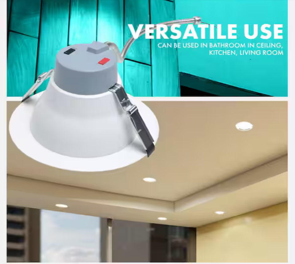 Open Box Simply Conserve 8 in. Selectable CCT Canless Integrated LED Retrofit White Recessed Light with Selectable Lumen CEC Compliant (4-Pack)