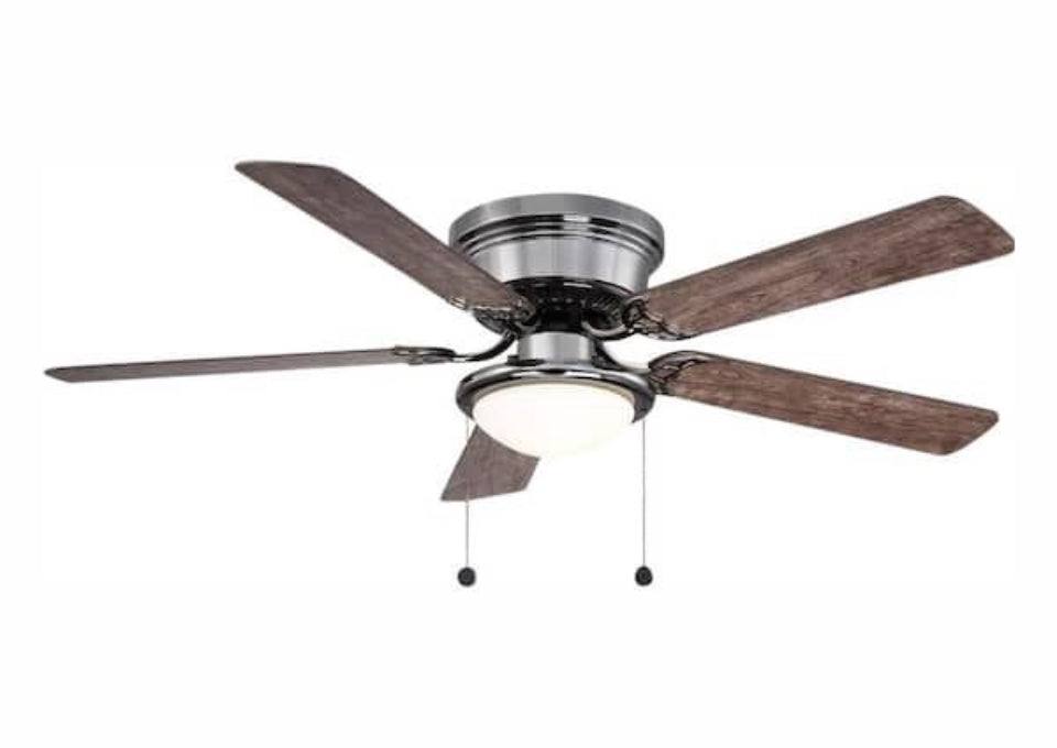 Open Box Hampton Bay Hugger 52 in. LED Indoor Black Ceiling Fan with Light Kit
