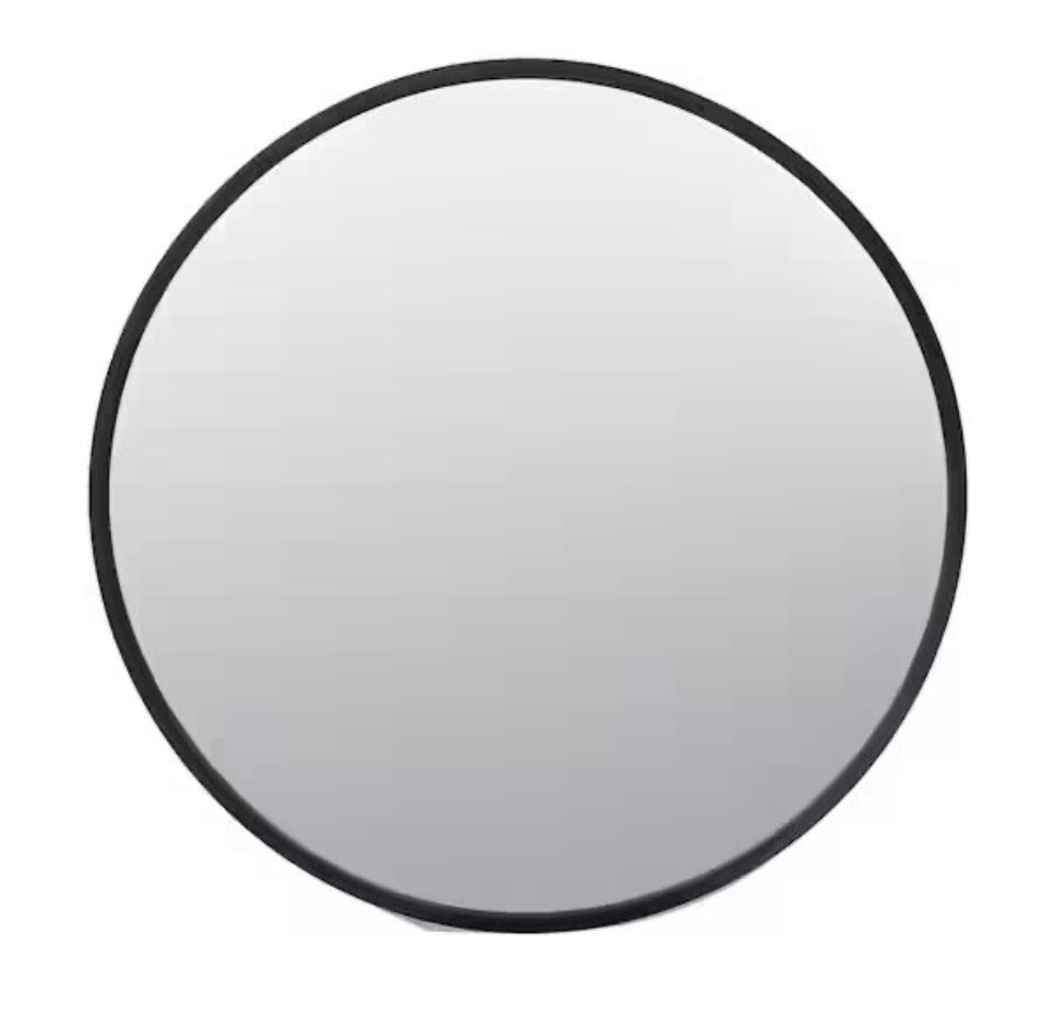 Open Box New Glacier Bay 23.6 in. W x 23.6 in. H Round Matte Black Medicine Cabinet with Mirror