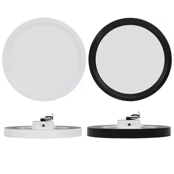 Open box Commercial Electric 7.5 in. Round White Oil Rubbed Bronze Trims LED Flush
