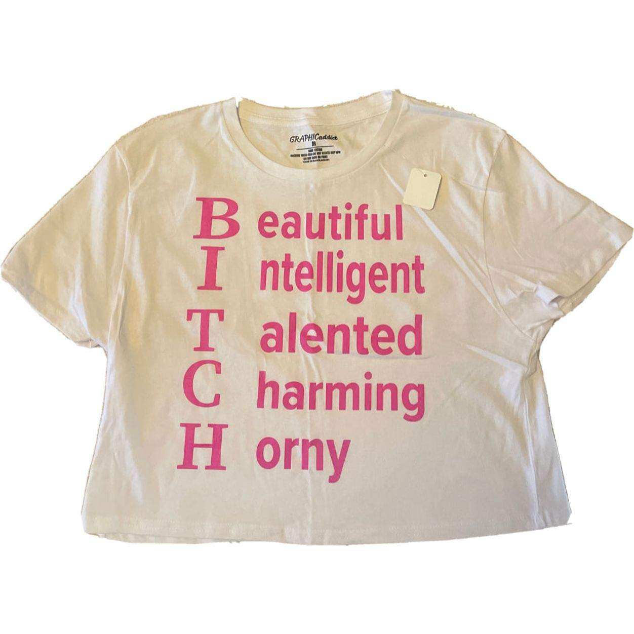 Beautiful Intelligent Talented Charming Horny Low Cut Tshirt - Selzalot