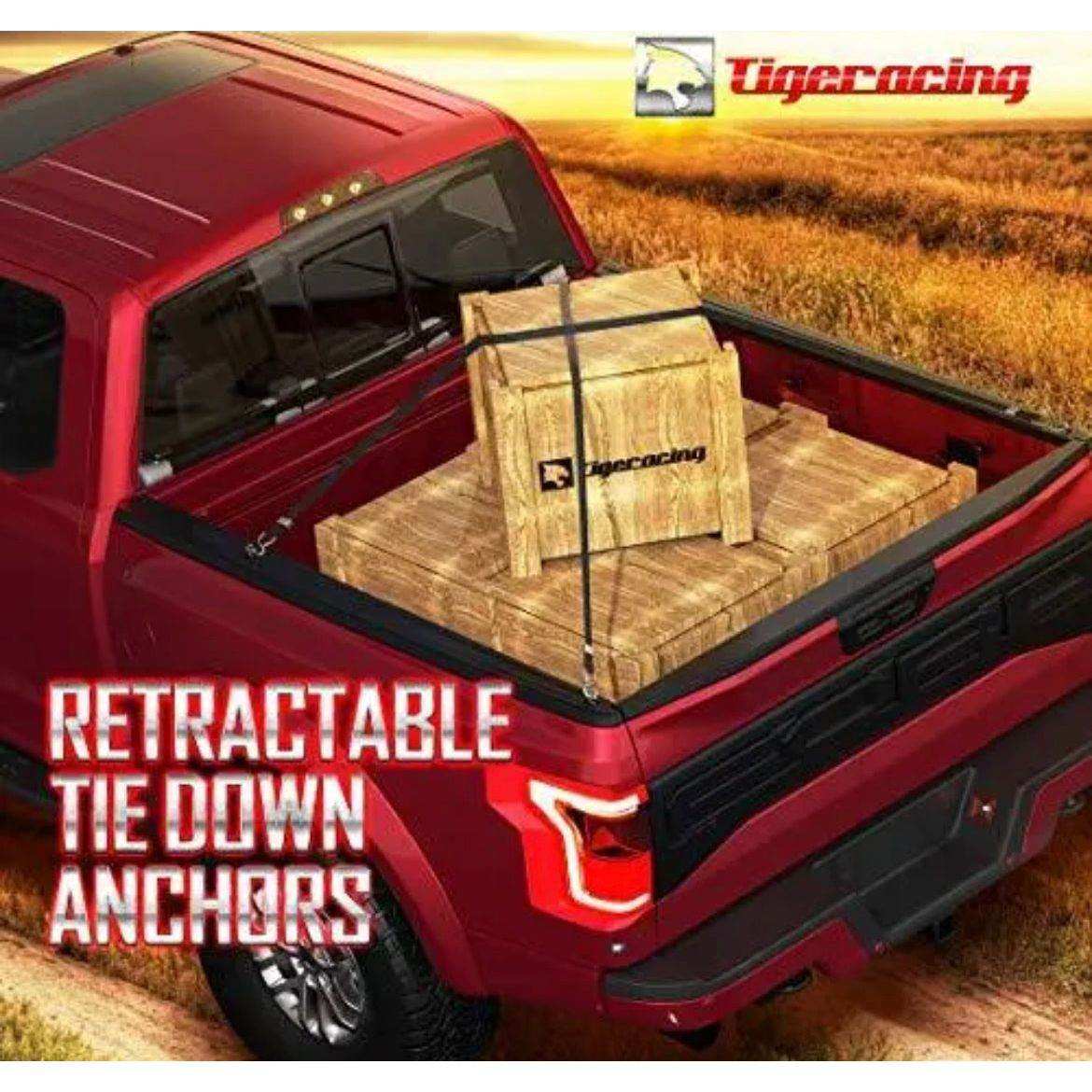Tigeracing Tie Down Anchors retractable truck bed accessory for secure cargo.