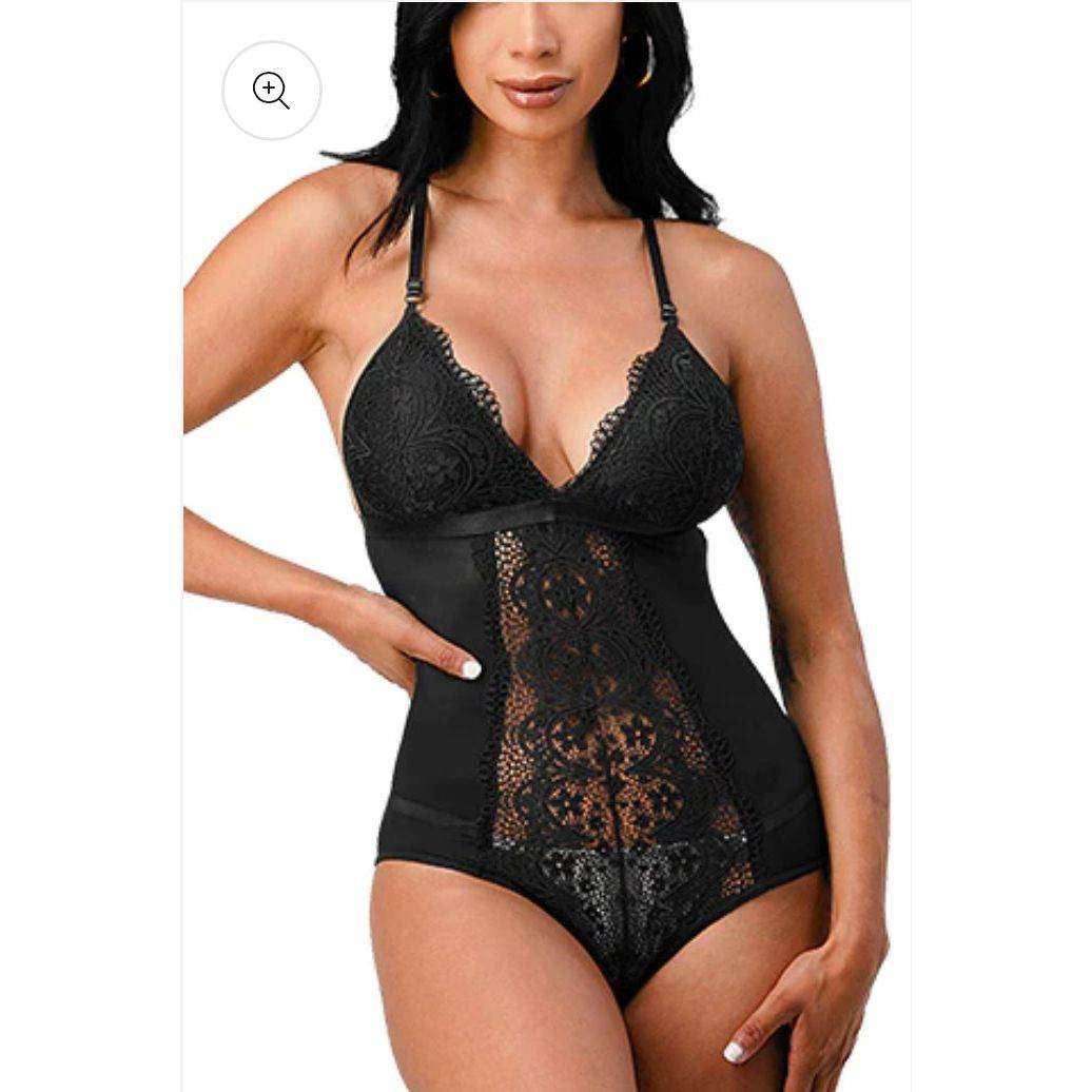 Mauve lace bralette bodysuit for women, elegant and comfortable.