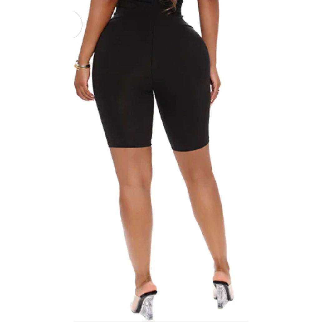 HIGH WAIST SOLID BIKER SHORTS - Selzalot