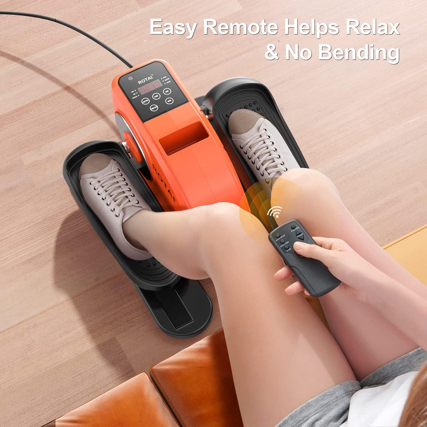 ROTAI Under Desk Elliptical Machine for Seniors Rehab Electric Seated Leg Foot Pedal Exerciser Bike, Portable Trainer for Home & Office with Remote and LCD Monitor - Selzalot