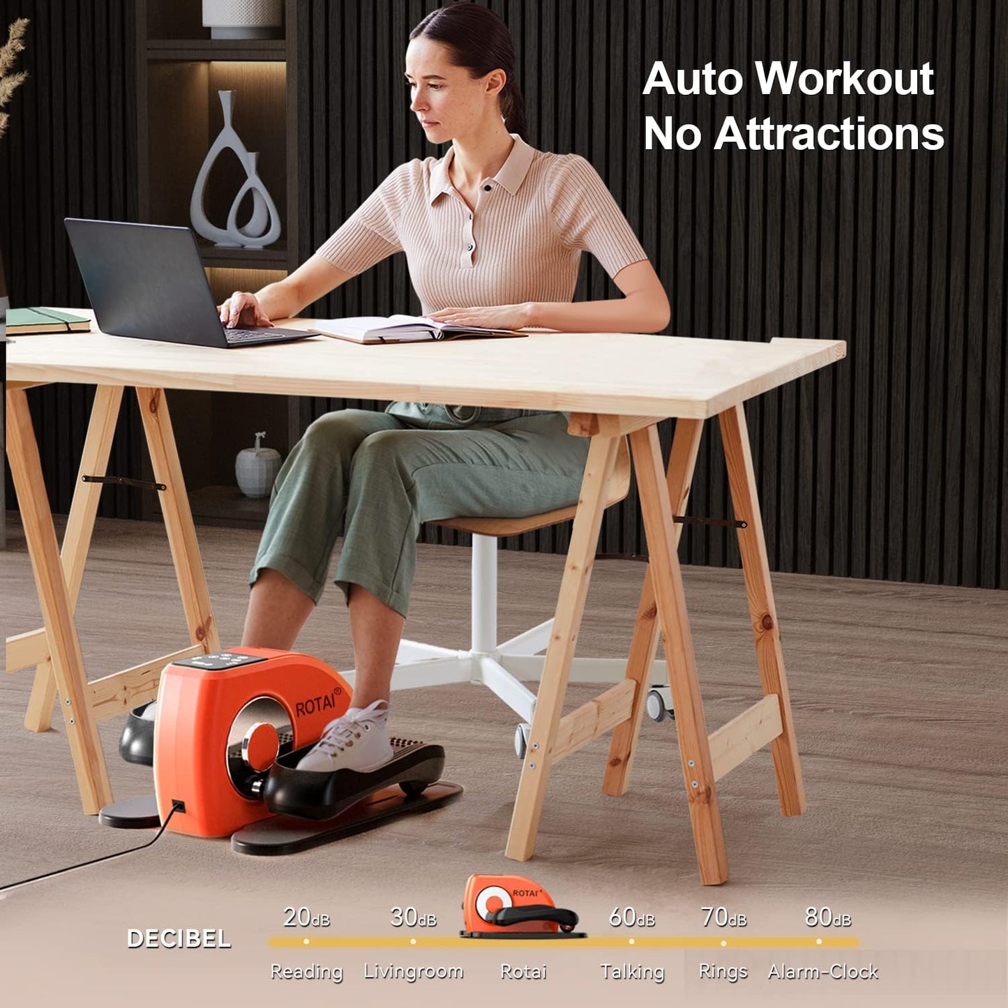 ROTAI Under Desk Elliptical Machine for Seniors Rehab Electric Seated Leg Foot Pedal Exerciser Bike, Portable Trainer for Home & Office with Remote and LCD Monitor - Selzalot