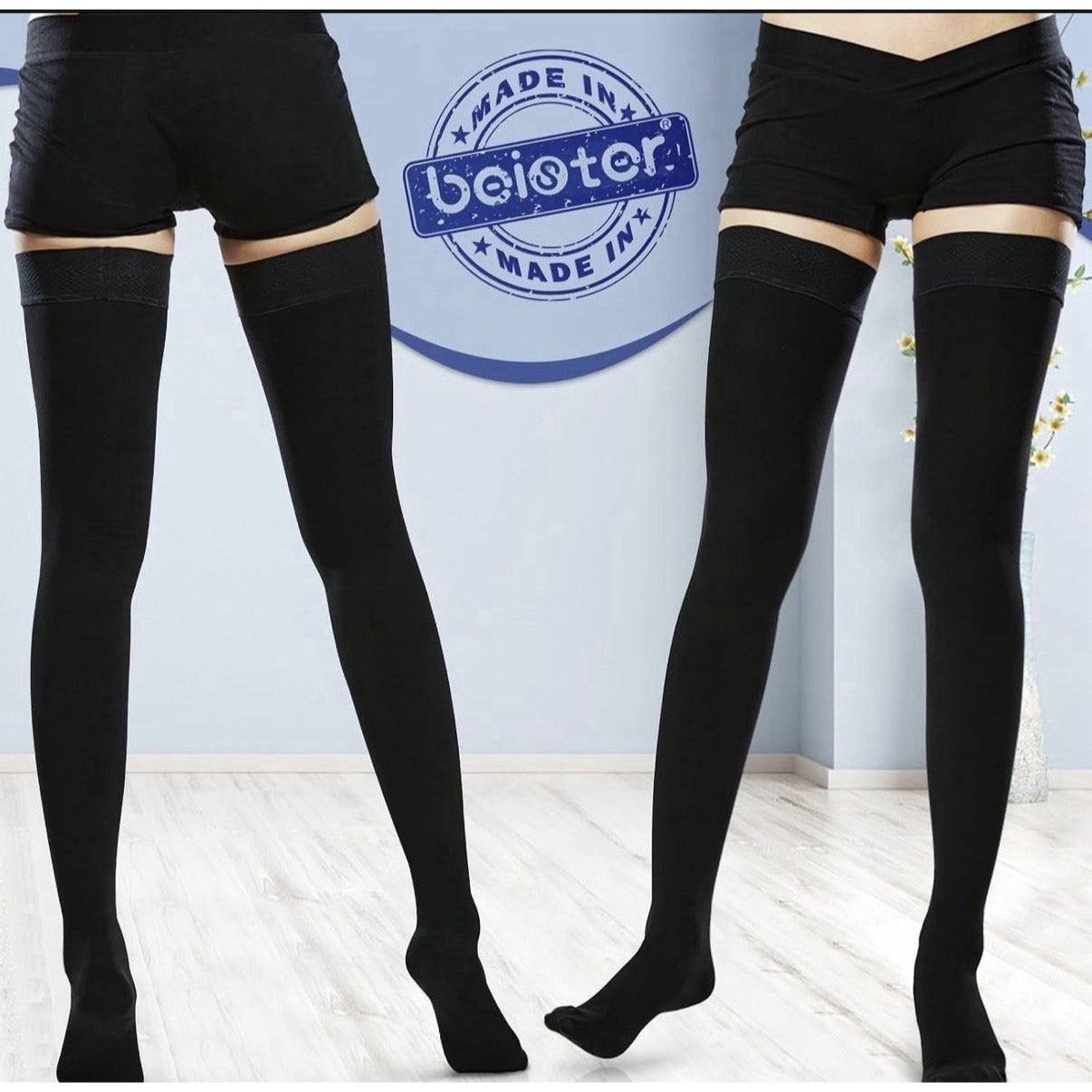 Beister 20-30 MmHg Compression Socks Size Large Thigh High Closed Toe Stockings