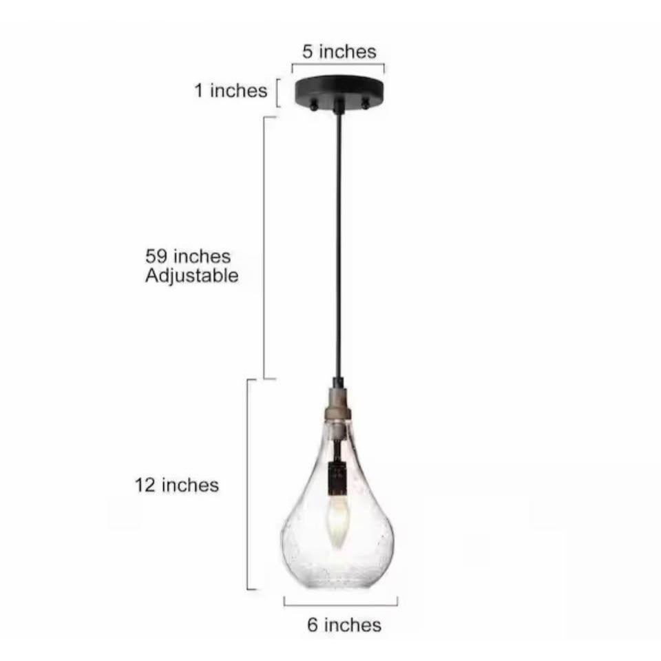 Uolfin Modern Farmhouse Teardrop Kitchen Island Pendant Lighting Maya 1-Light Black Wood Pendant Lig
