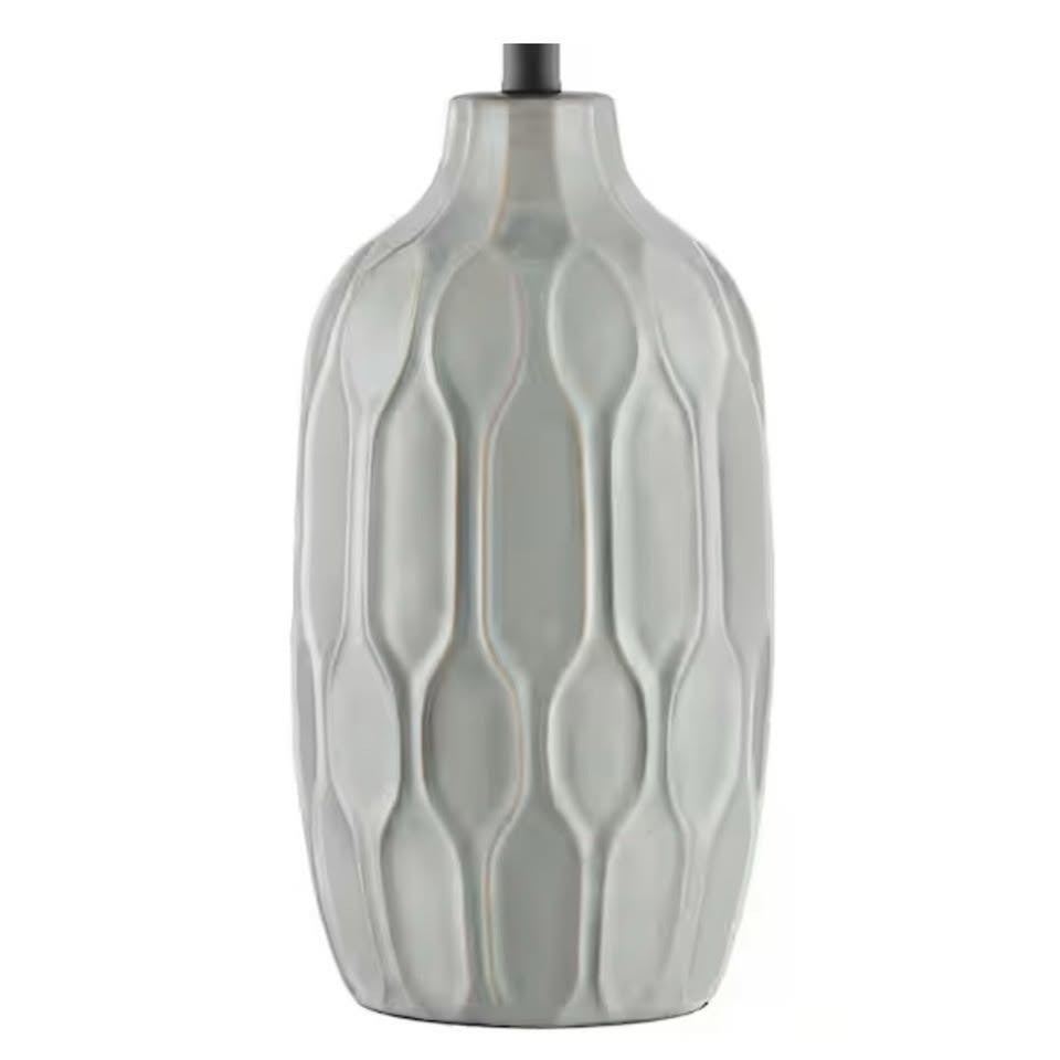Hampton Bay Dunbarton 25 in. Grey Table Lamp with Ceramic Base