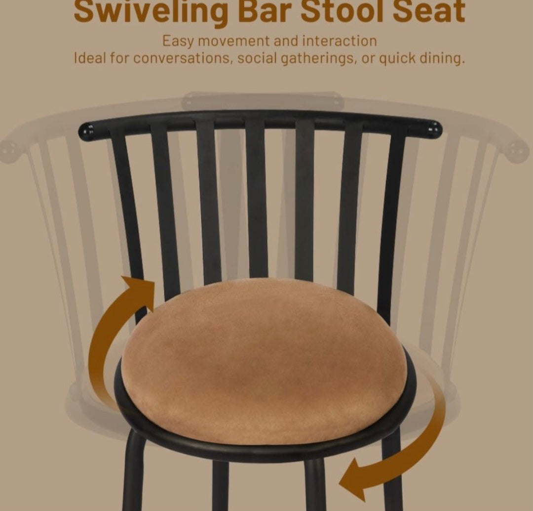 Open Box FurnitureR Adjustable Classic Barstools Set of 2, Country Style Bar Chairs with Back and Footrest Swivel Counter Height Bar Stools with Inter
