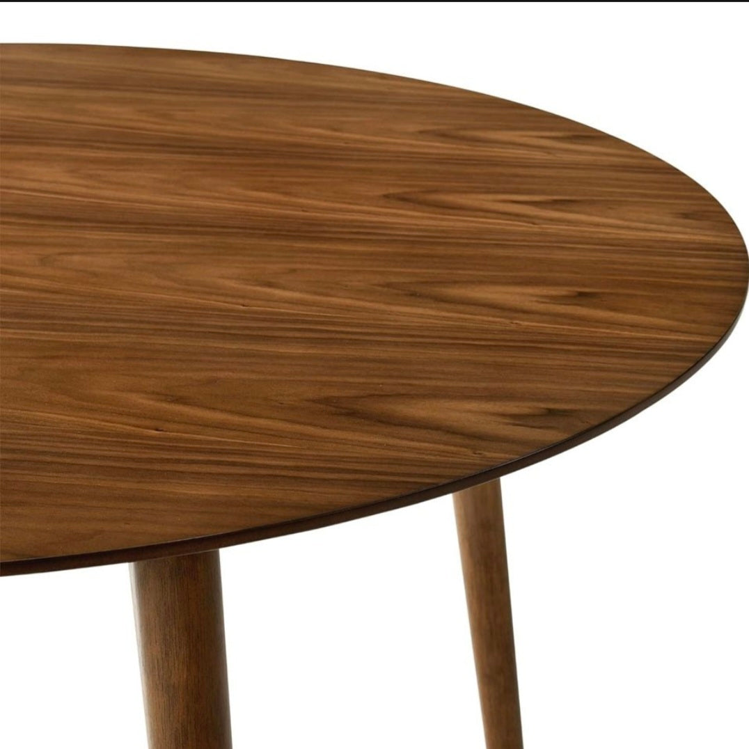Open Box Armen Living Arcadia 48" Round Dining Table in Walnut Wood