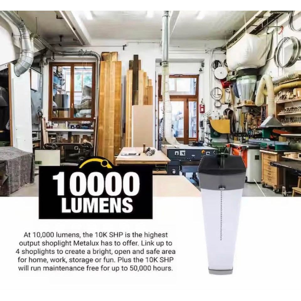 Metalux SHP 46 in. 128-Watt Equivalent, 10000-Lumens Integrated LED, White Shop Light,Commercial/Res