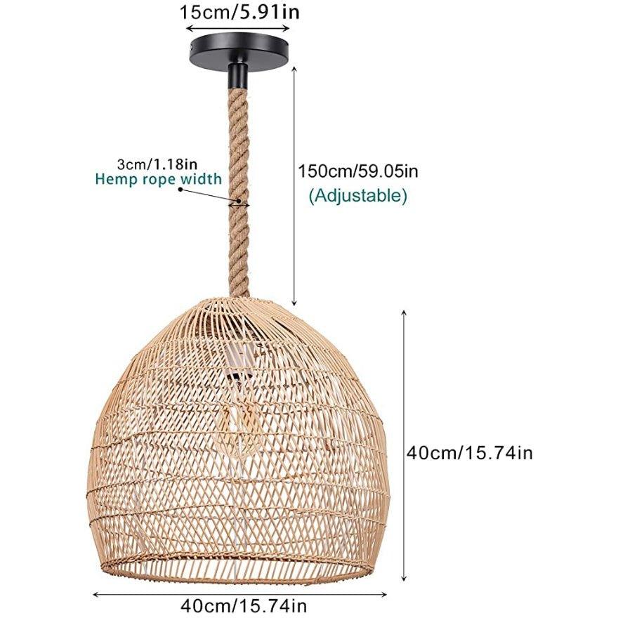WalmHomie Hand Woven Pendant Light Rattan Lamp Shade,Rope Lamp - Selzalot