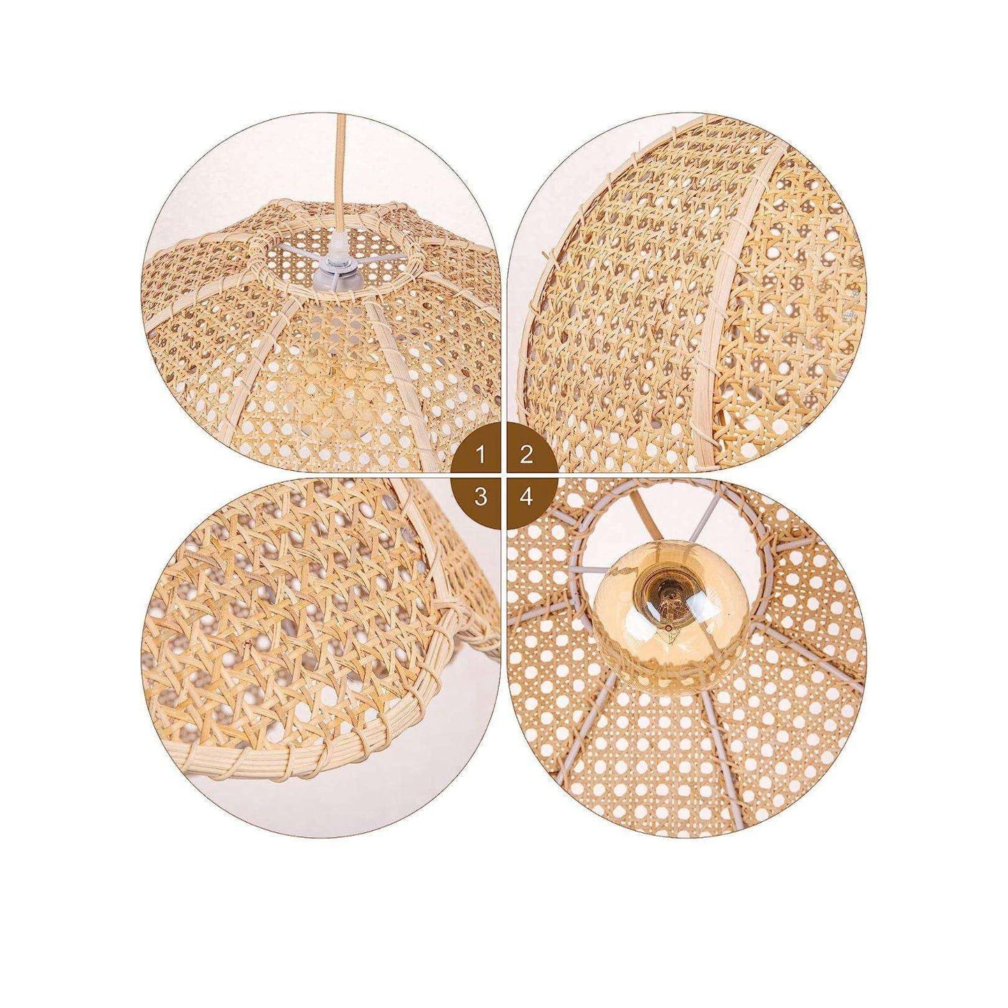 Arturesthome Indoor Hanging Ceiling Light Fixture, Hand Woven Vintage Lotus Flower Pendant Lamp Chandelier for Kitchen Living Room Bedroom Crafts Lampshade - Selzalot