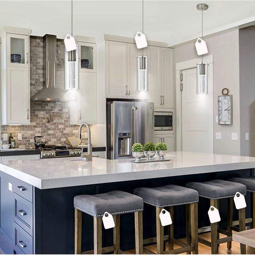 huong son Bubble Glass Pendant Lights Sand-Nickel Brushed, Mini Cylinder Pendant Light Fixture with Glass Shade, Indoor Pendant Lighting Adjustable Length, GU10 4000K LED Bulb Included, 3 Pack - Selzalot