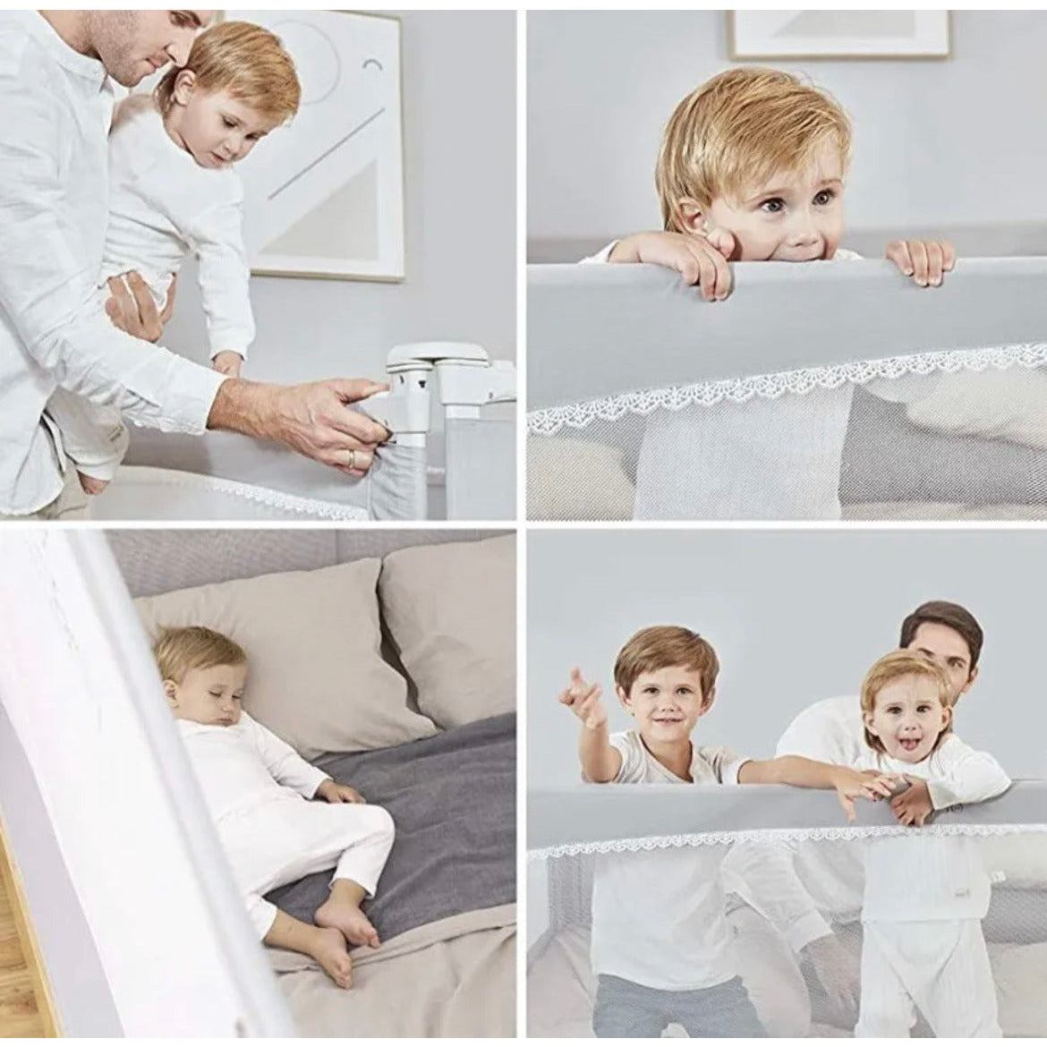 M MAYbabe Bed Rails for Babies and Toddlers, Extra Long and Tall Infants Bed Rail Guard Long Side of Kings or Queens(Grey-80inches) - Selzalot