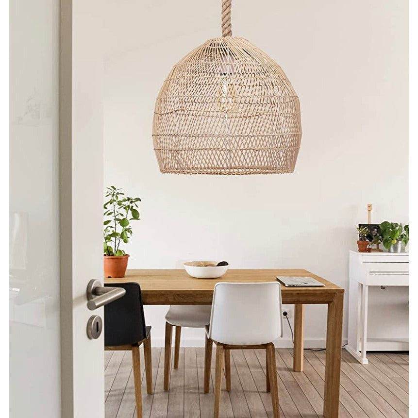 WalmHomie Hand Woven Pendant Light Rattan Lamp Shade,Rope Lamp - Selzalot