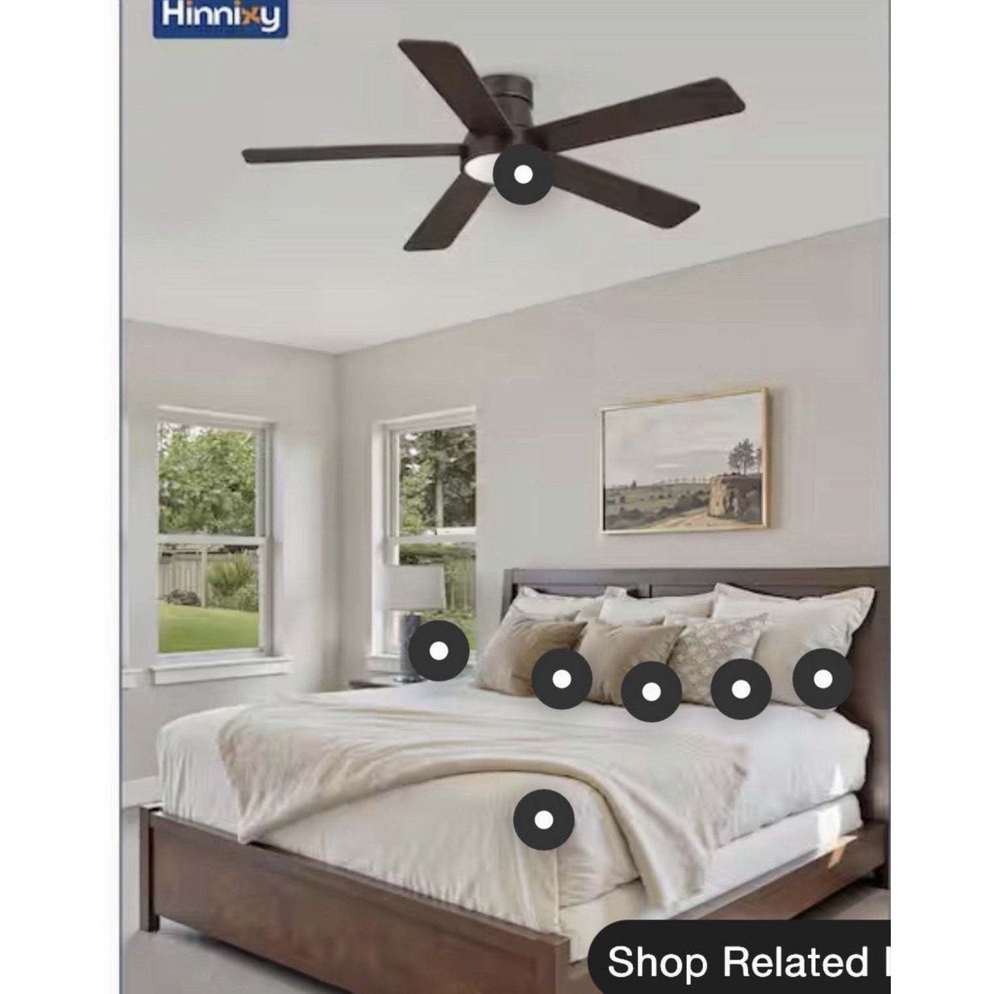 HINNIXY 42 in. Indoor Walnut Modern Flush Mount Low Profile Standard Ceiling Fan