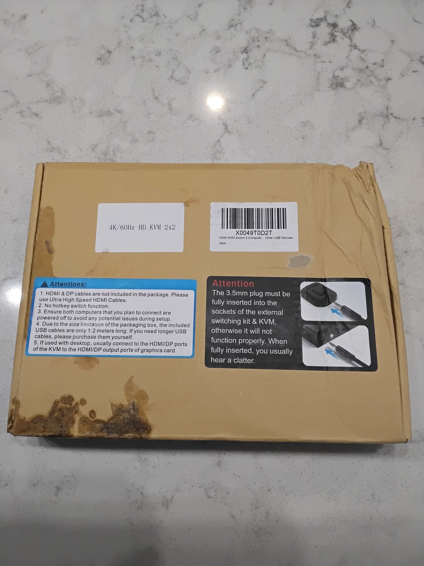 Open Box New Seiryruc HDMI KVM Switch 2 Minitors 2 Computers, USB 3.0 4K@60Hz Dual Monitor HDMI KVM Switch 2 in 2 Out for 2 PC Share 2 Monitors and 1