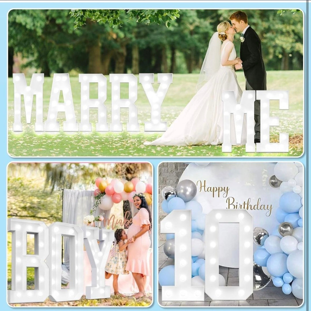 Ledido 4FT Marquee Light Up Letters, Cool White Light Up Letters Large Marquee Letters for Party Decorations, Mosaic Letters for Balloons, Wedding Birthday Graduation Decor Letter A