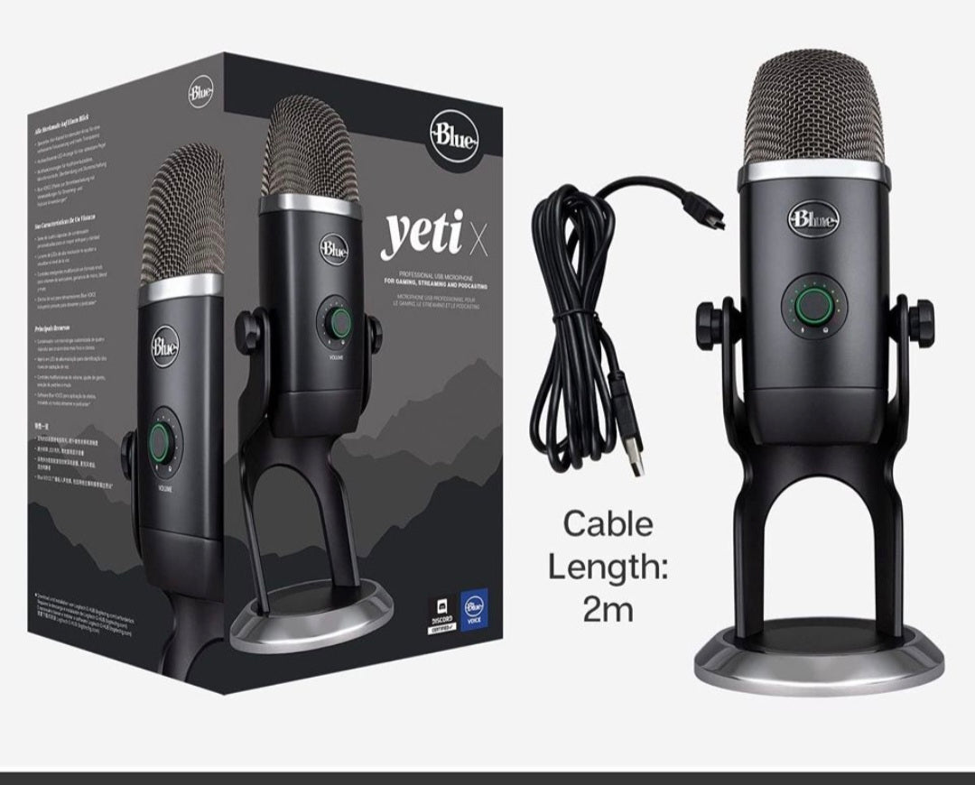 Open Box Logitech for Creators Blue Yeti X USB Microphone for Gaming, Streaming, Podcasting, Twitch, YouTube, Discord, Recording for PC and Mac, 4 Pol